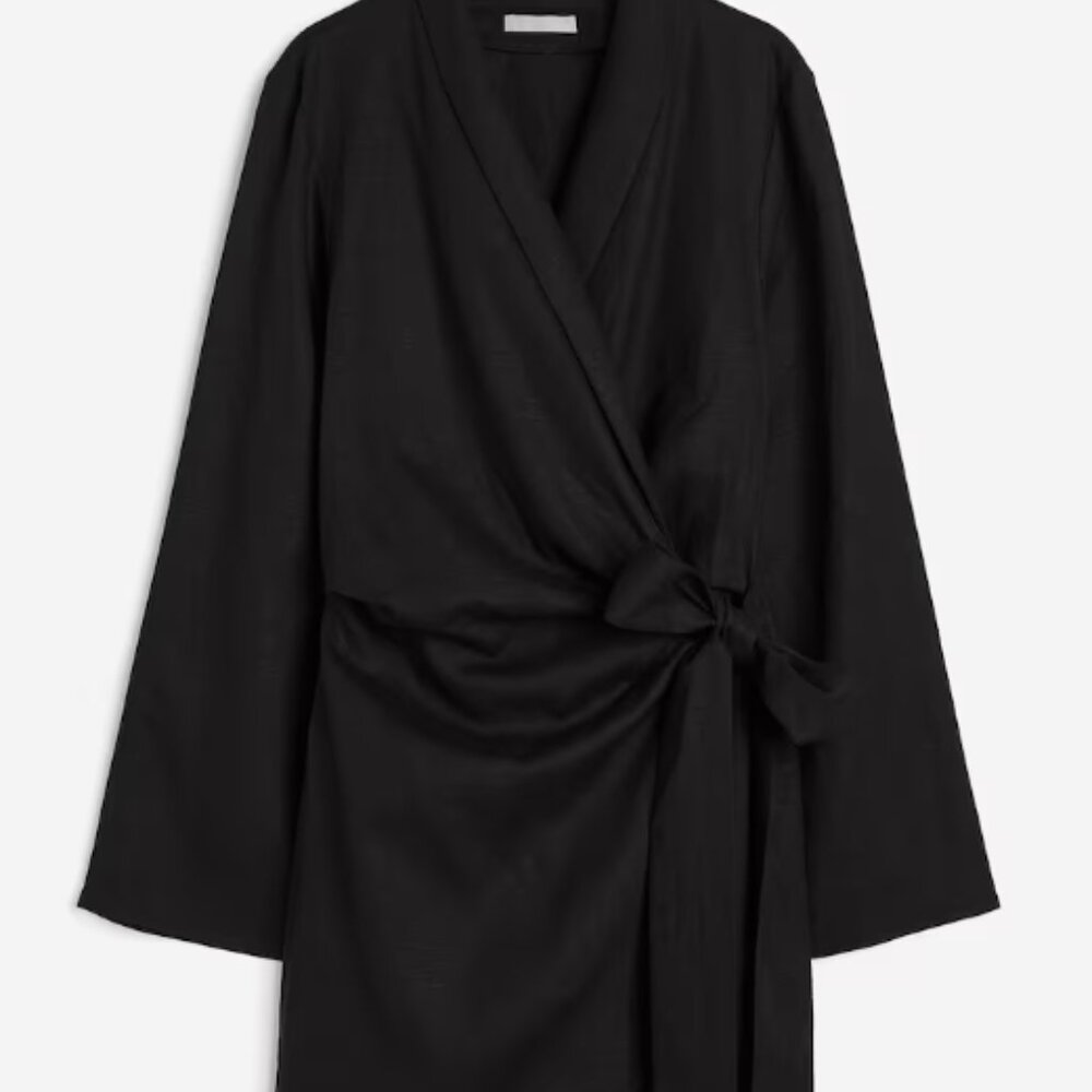 Linen-blend Wrap Dress